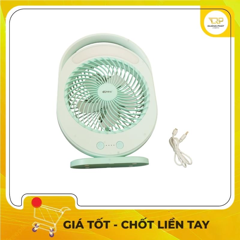 Quạt Tích Điện Mini Để Bàn KM-F0336 - Công Suất 12W, Cổng Sạc DC 5V, Thiết Kế Nhỏ Gọn, 3 Chế Độ Gió,Mới 100%