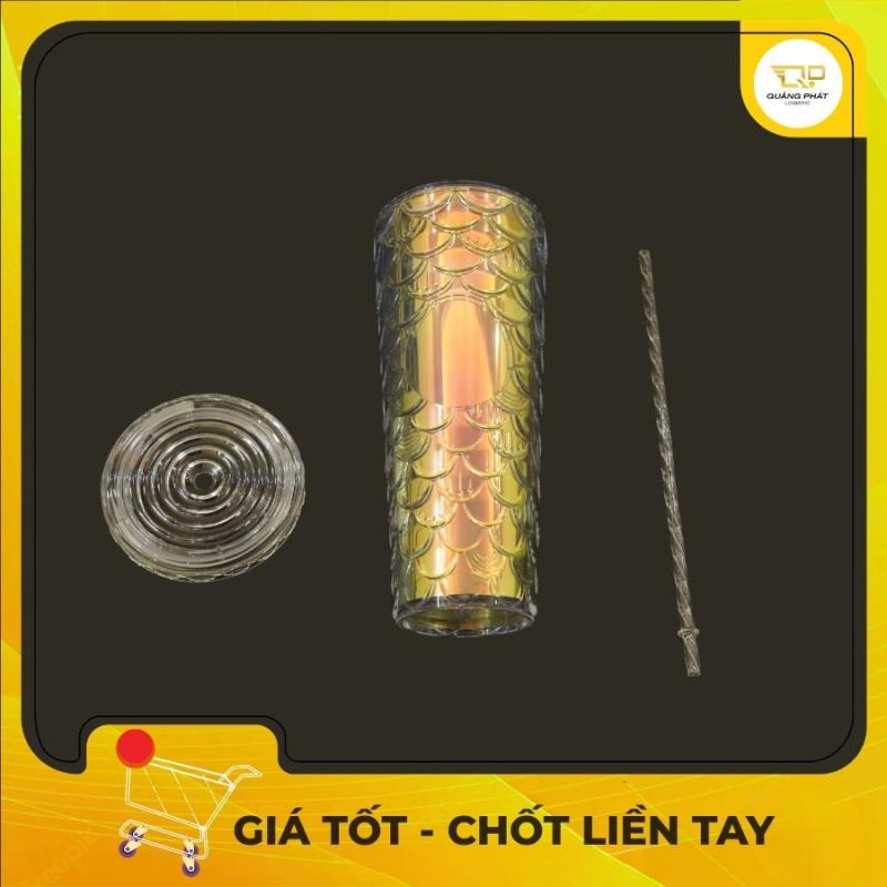 Ly Nhựa 2 Lớp Hoạ Tiết Vảy Cá Hologram - Kèm Ống Hút Tiện Lợi - Thiết Kế Sang Chảnh & Hiện Đại,Mới 100%