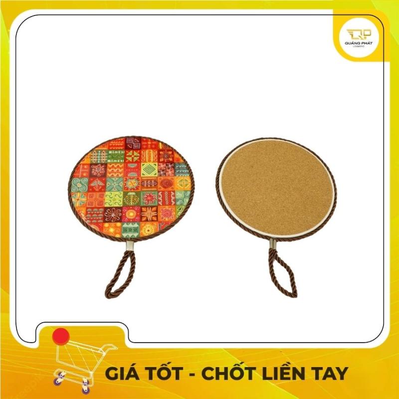 Combo 3 Miếng Lót Cốc Cách Nhiệt Mandala Gốm Đế Gỗ Bần Có Dây Treo Cao Cấp， Mới 100%