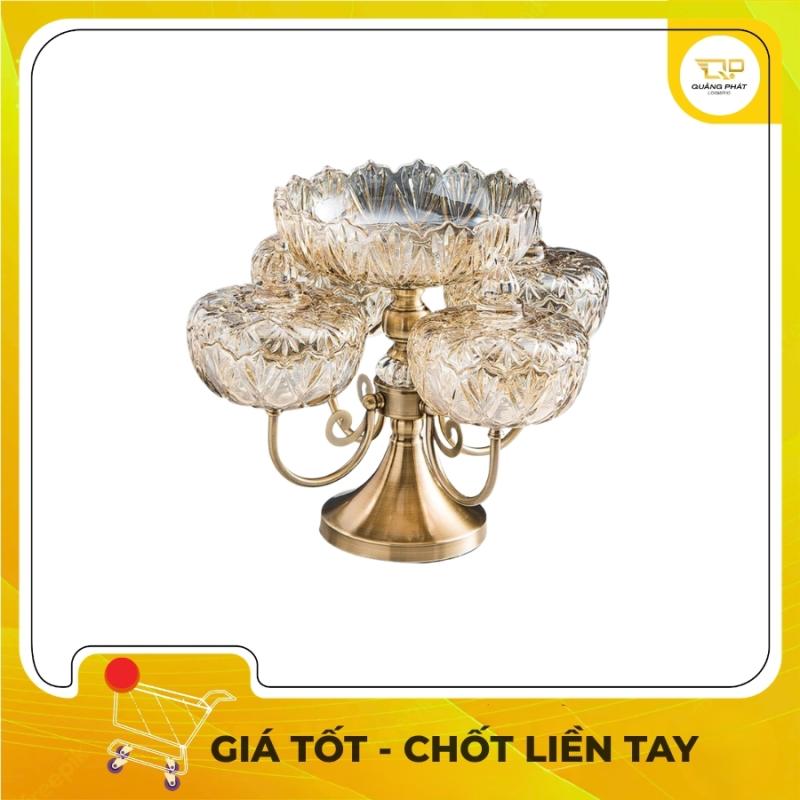Khay Mứt Tết 2 Tầng Phong Cách Châu Âu Khung Kim Loại Thủy Tinh Sang Trọng,Mới 100%
