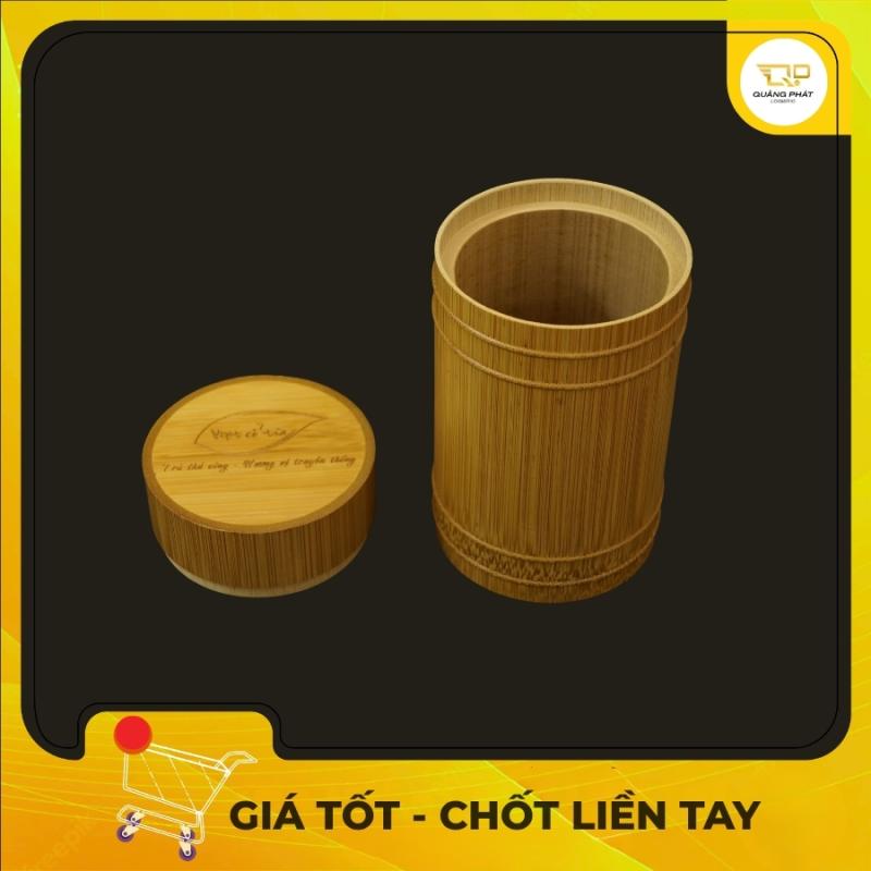 Hộp Đựng Trà Bằng Tre Tự Nhiên Khắc Chữ Cao Cấp Ống Đựng Trà Khô Mới 100%