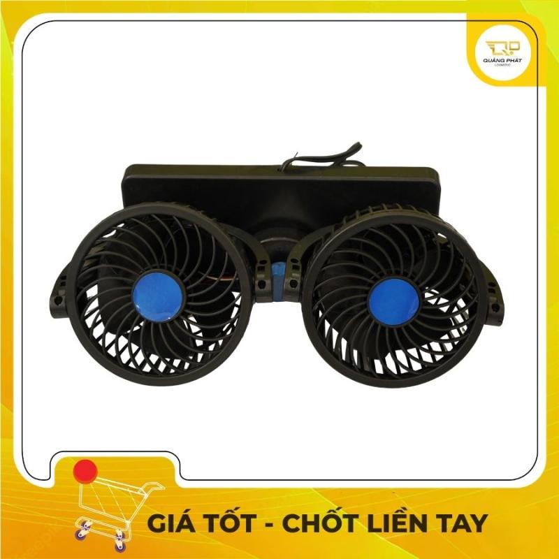 Quạt Đôi Mini Cho Ô Tô Cắm Đầu Tẩu Xoay 360 Độ