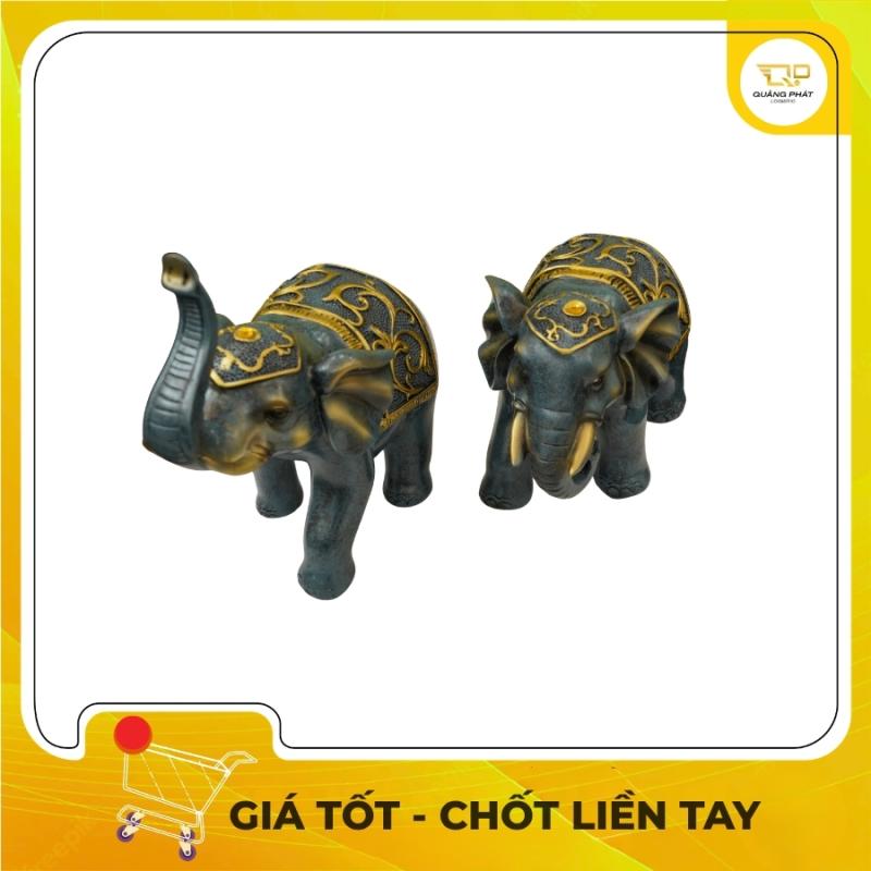 Cặp Tượng Voi Phong Thủy Decor Phòng Khách, Bàn Làm Việc May Mắn Tài Lộc (Mới 100%)