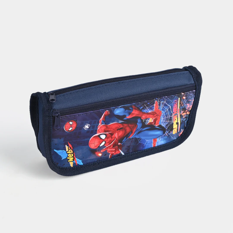 Túi Đựng Bút Vải Siêu Anh Hùng Spider-Man Đa Năng - Bóp Viết Học Sinh 2 Ngăn Khóa Kéo Cầm Tay Tiện Lợi