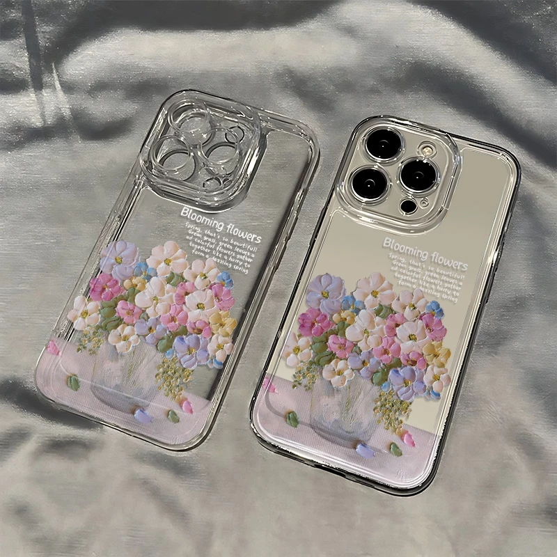 Ốp Lưng Trong Suốt In Hình Hoa Có Chân Đế Cho iPhone 12 Pro Max