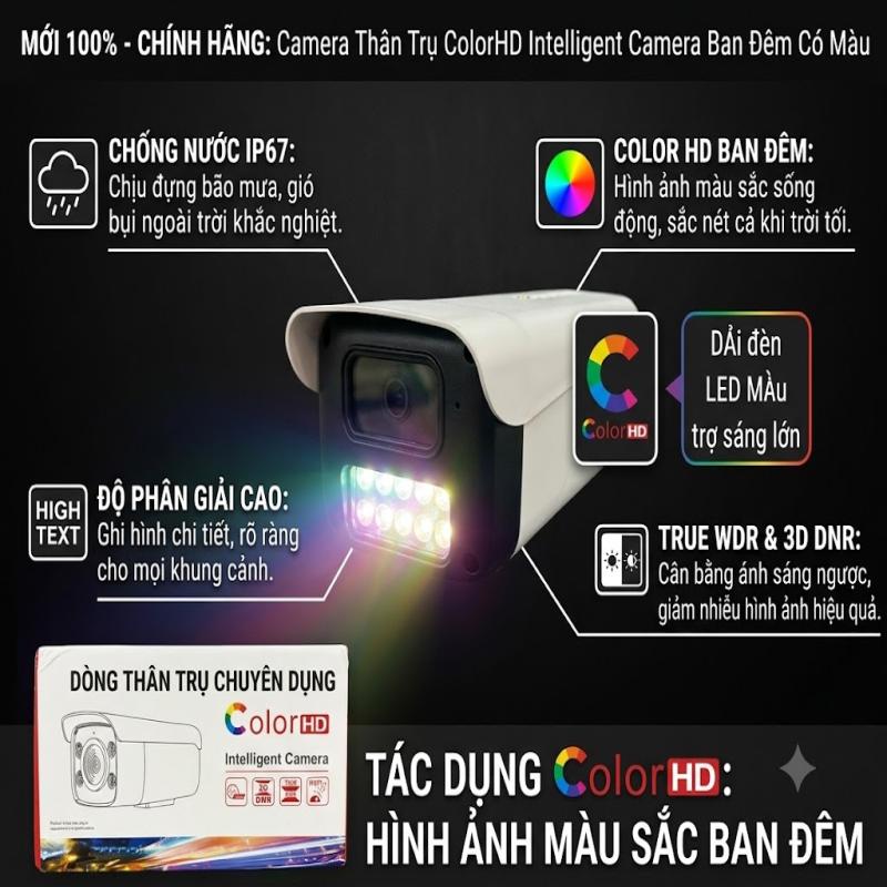Camera Thân Trụ ColorHD Intelligent Camera Có Màu Ban Đêm IP67