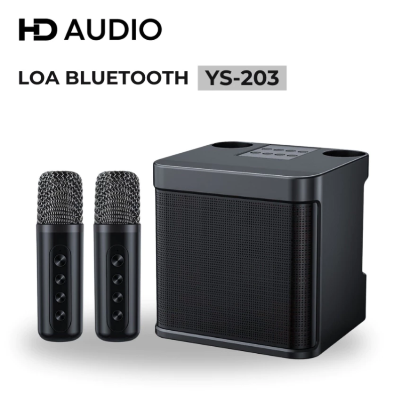 Loa Karaoke Bluetooth YS-203 Kèm 2 Micro Không Dây HD Audio