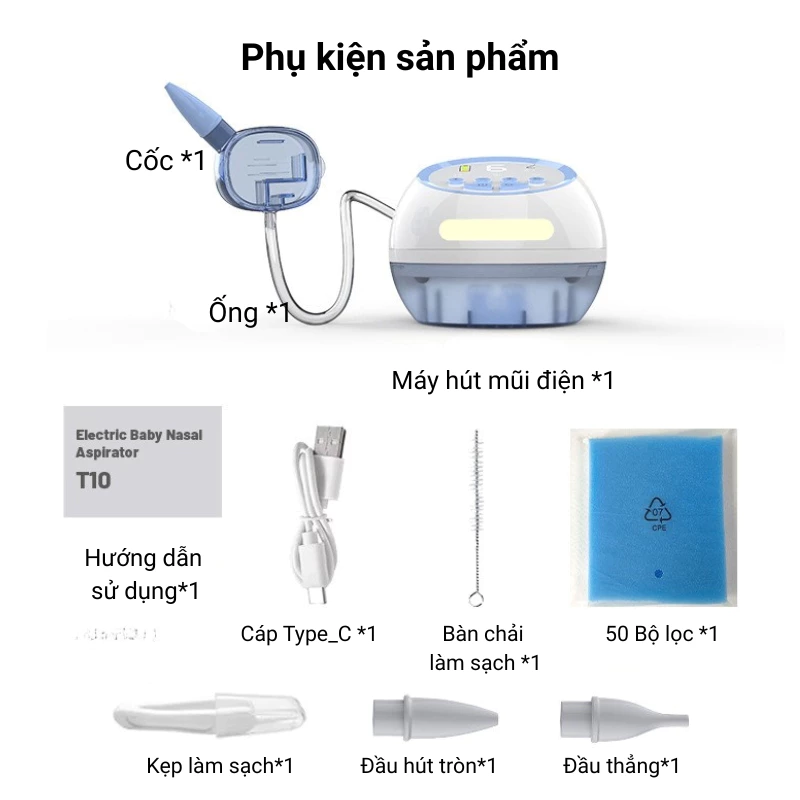 Máy Hút Mũi Cho Bé Khử Trùng UV MISUKO T10 6 Cấp Độ