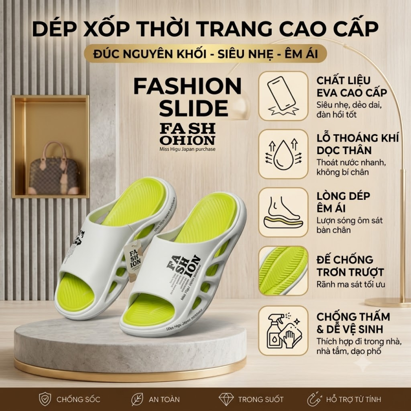 Dép Lê Xốp EVA Bánh Mỳ Fashion Đúc sz 38-39