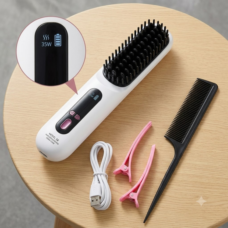 Máy/Lược Duỗi Tóc Cầm Tay Dùng Pin Sạc