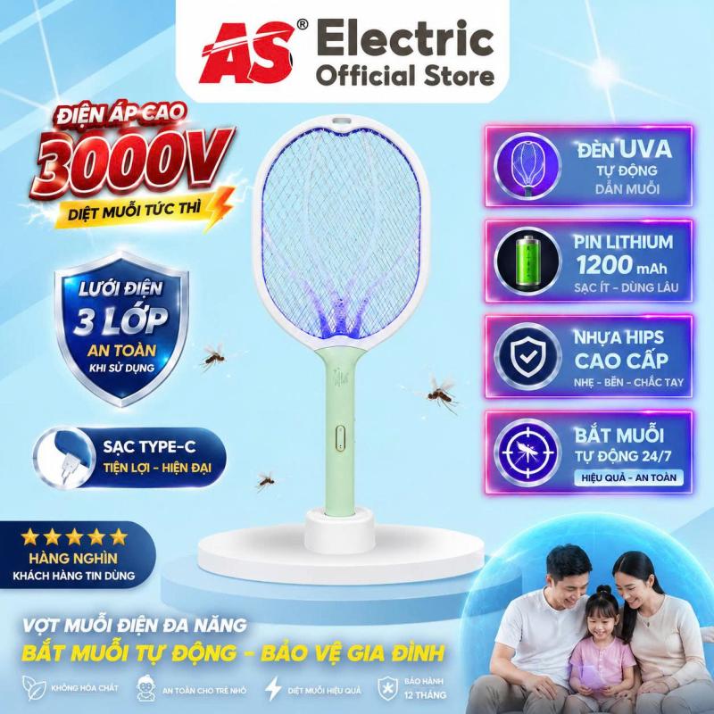 Vợt Muỗi Điện ASE AS-V01 Pin 1200mAh Đèn UV Sạc Type-C