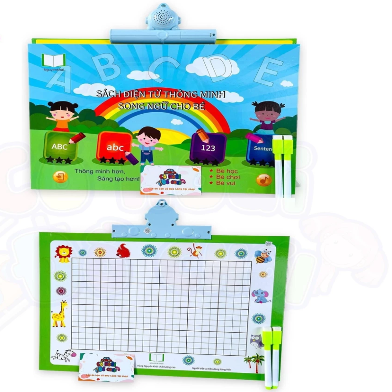 Sách Điện Tử Thông Minh Song Ngữ Kèm Bảng Viết Cho Bé Học Tập