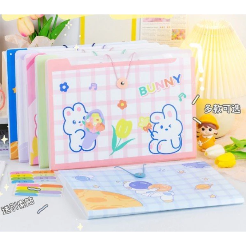 Túi Đựng Tài Liệu 8 Ngăn Khổ A4 Họa Tiết Dễ Thương Kèm Dây Cột ( màu ngẫu nhiên )