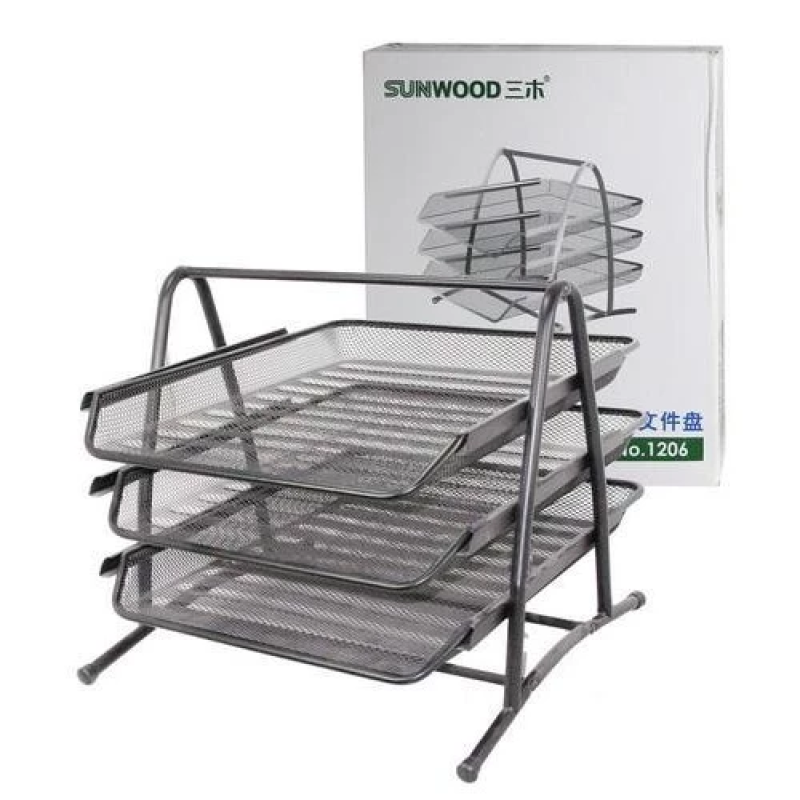 Khay Đựng Tài Liệu 3 Tầng Sắt Sơn Tĩnh Điện Sunwood 1206