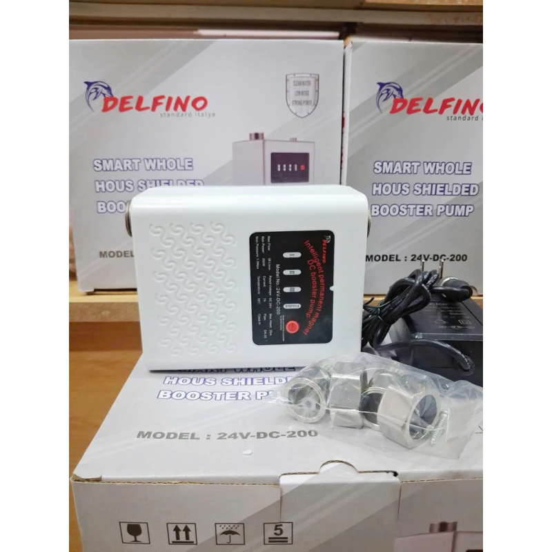 Máy Bơm Tăng Áp Biến Tần 24V Delfino 200W  Êm Ái Tiết Kiệm Điện
