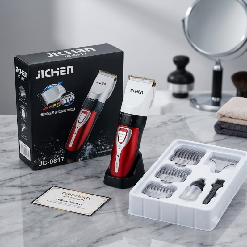 Tông đơ cắt tóc gia đình Jichen JC-0817 pin sạc không dây - Máy cắt tóc cho bé và người lớn (Kèm bộ cữ lược & phụ kiện)
