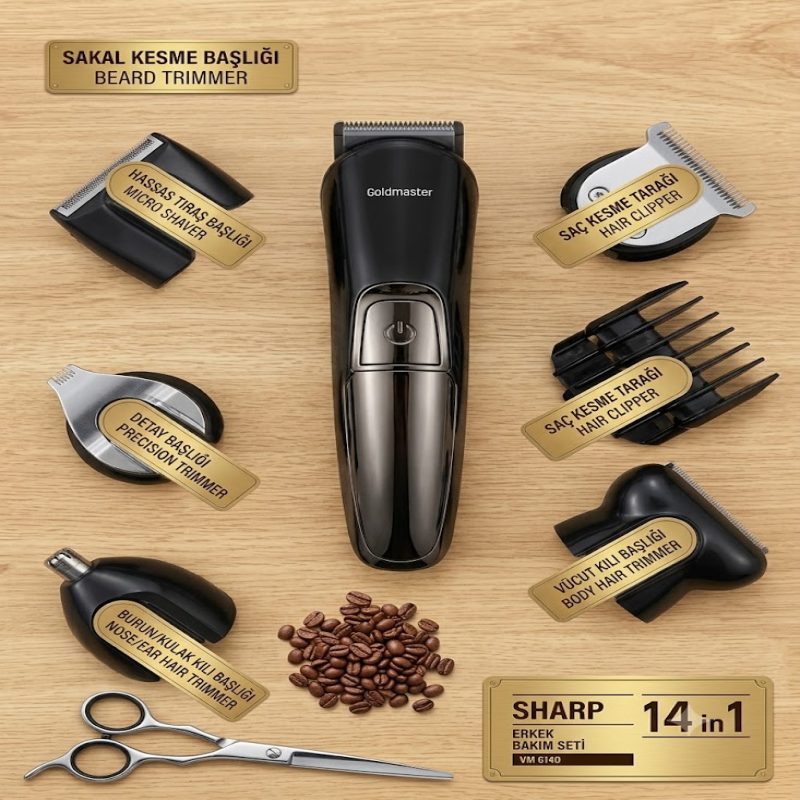 Bộ tông đơ đa năng Goldmaster SHARP 14 in 1 (Model: GM-8148).